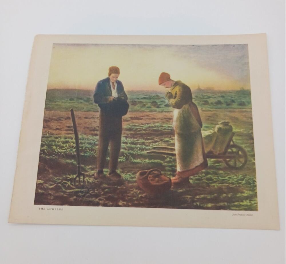 Jean Francois Millet The Angelus 1934 Book Plate Art Print Vintage Unframed Farm